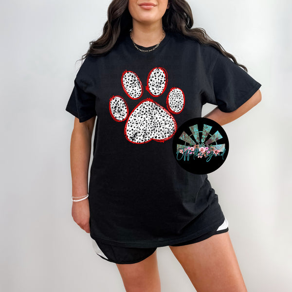 Red and Black Paw Print T-Shirt and Sweatshirt