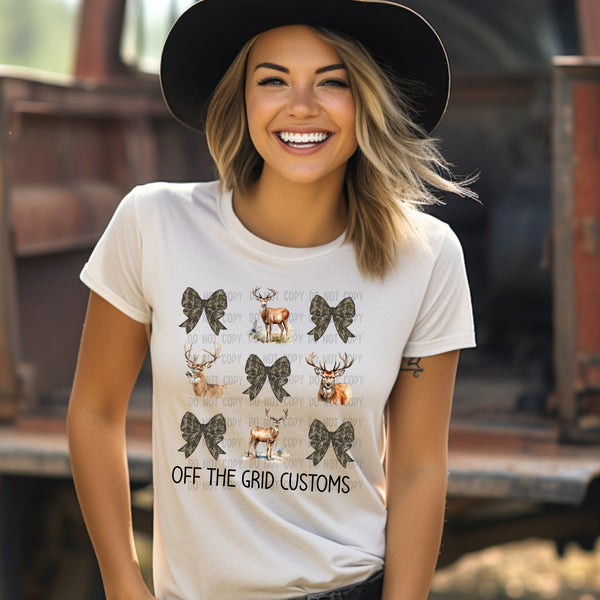 Bottomland Camo Bow and Deer Collage T-Shirt and Sweatshirt