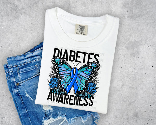 Diabetes Butterfly Awareness T-Shirt