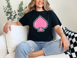 Turquoise and Pink Checkered Spades T-Shirt