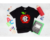 Custom Monogram Teacher Polka Dot Apple T-Shirt and Sweatshirt