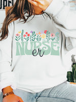Floral ER Nurse T-Shirt and Sweatshirt
