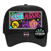 90's Neon Checkered WL Raiders Otto Trucker Hat 2