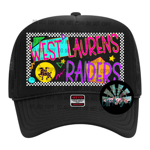 90's Neon Checkered WL Raiders Otto Trucker Hat 2