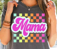 Neon Rainbow Checkered Mama Short Sleeve T-Shirt