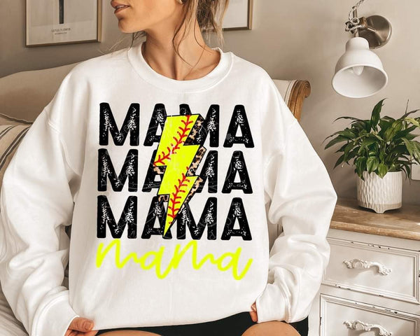 Lightening Bolt Softball Mama T-Shirt and Sweatshirt