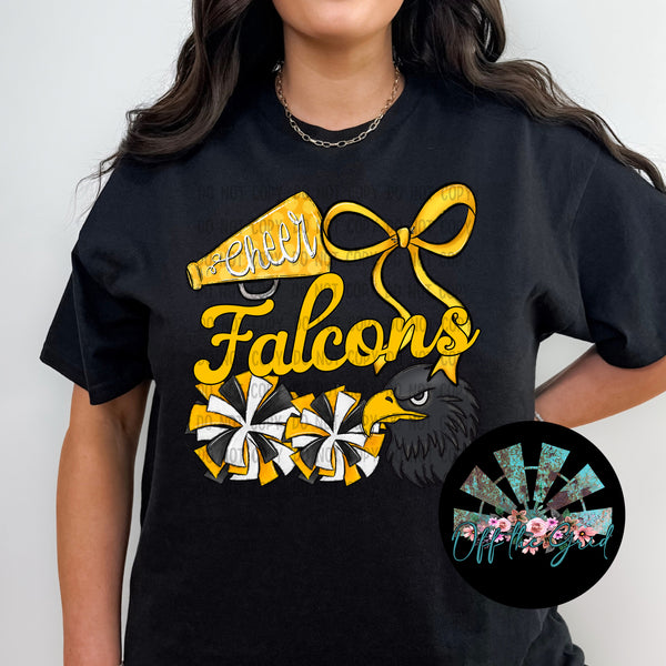 Falcons Cheer Collage Gold and Black PNG Digital Design