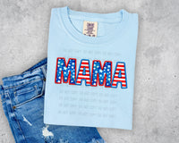 Faux Embroidery American Flag Mama T-Shirt