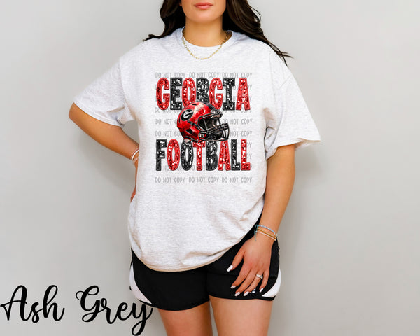 Faux Glitter Georgia Football T-Shirt and Sweatshirt