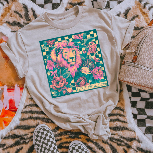 Fierce Motherhood Checkered Lion T-Shirt