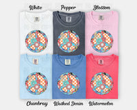 Floral Checkered Peace Sign T-Shirt