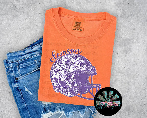 Clemson Floral Football Helmet #1 PNG Digital Design