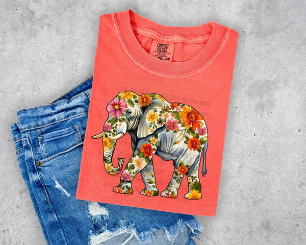 Floral Elephant T-Shirt