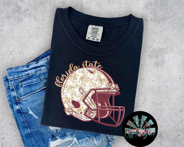 FSU Floral Football Helmet PNG Digital Design