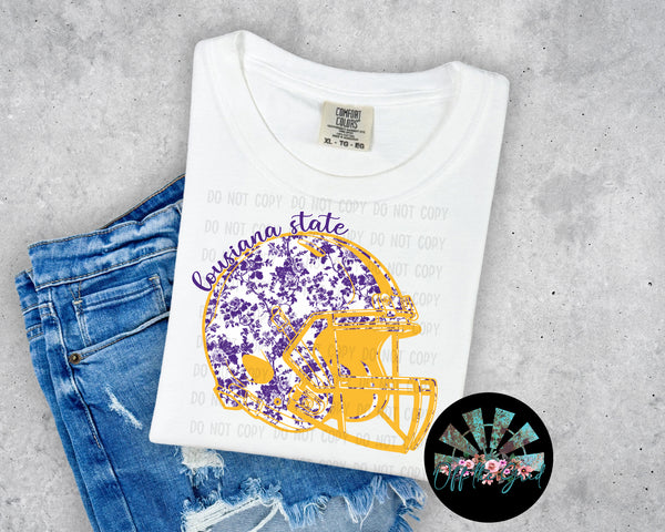LSU Floral Football Helmet #2 PNG Digital Design