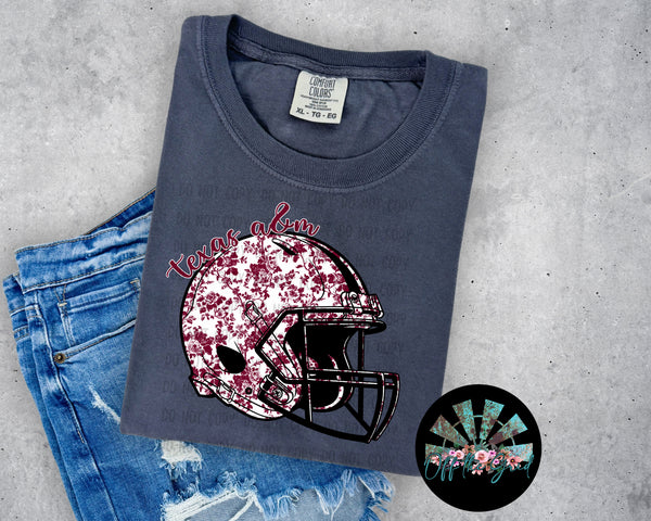 TX A&M Floral Football Helmet PNG Digital Design