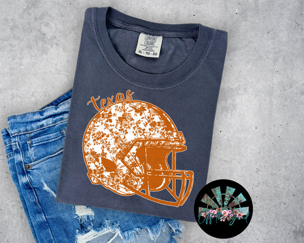 TX Floral Football Helmet PNG Digital Design