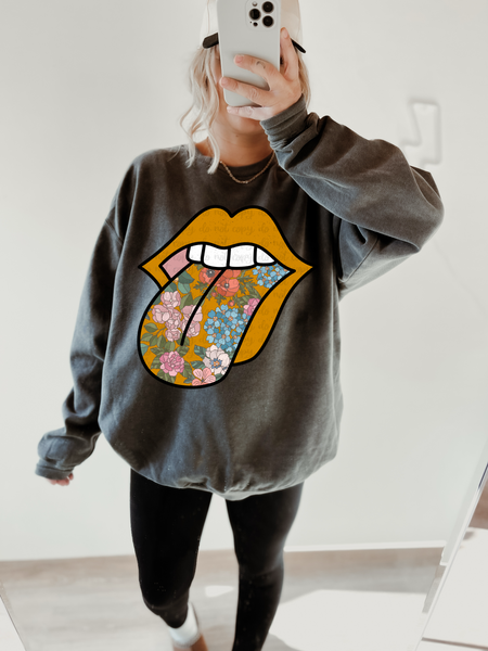 Floral Vintage Tongue T-Shirt and Sweatshirt