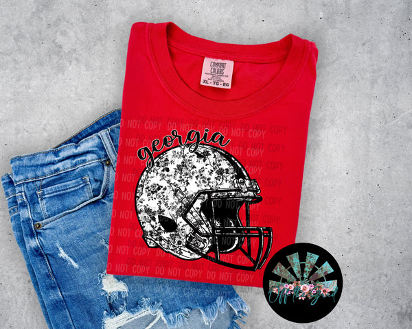 GA Floral Football Helmet PNG Digital Design