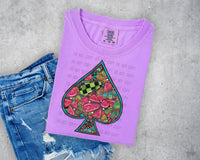 Western Retro Neon Checkered Spades Short Sleeve T-Shirt