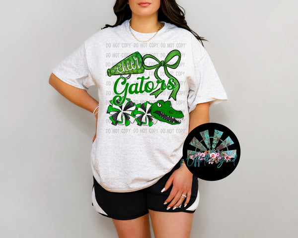 Gators Cheer Collage Green and Black PNG Digital Design