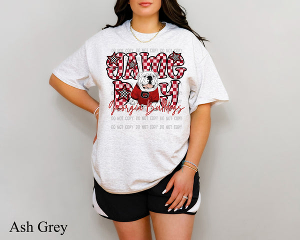 Georgia Bulldogs checkered Game Day T-Shirt and Sweatshirt