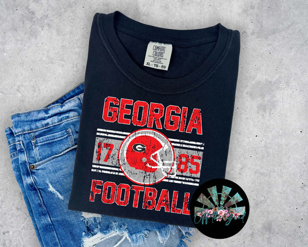 GA Football Helmet Distressed T-Shirt and Sweatshirt