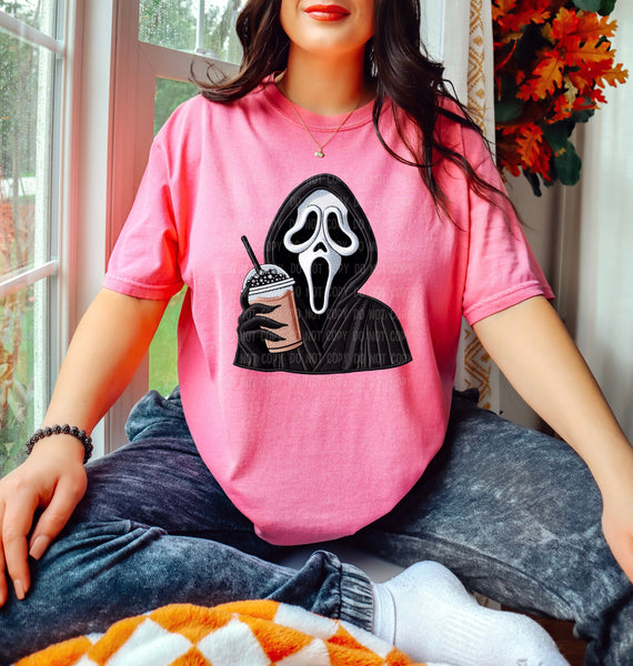 Faux Rhinestone Ghost Face T-Shirt and Sweatshirt