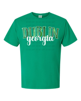 Green Glitter Dublin GA (White Outline) T-Shirt