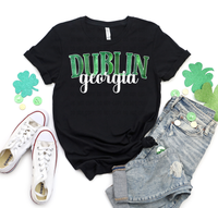 Green Glitter Dublin GA (White Outline) T-Shirt