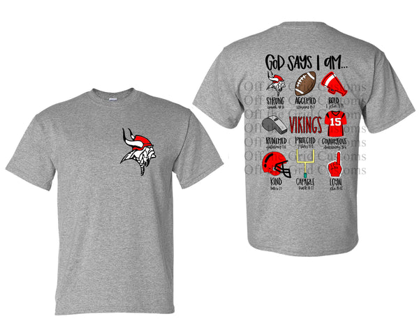 KIDS God Says I am ... Treutlen County Vikings T-Shirt
