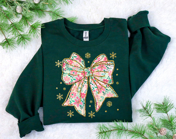 Gold and Pink Floral Bow T-Shirt and Sweatshirt