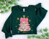 Gold and Pink Floral Christmas Tree T-Shirt and Sweatshirt
