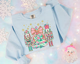 Gold and Pink Floral Nutcrackers and Christmas Tree T-Shirt and Sweatshirt