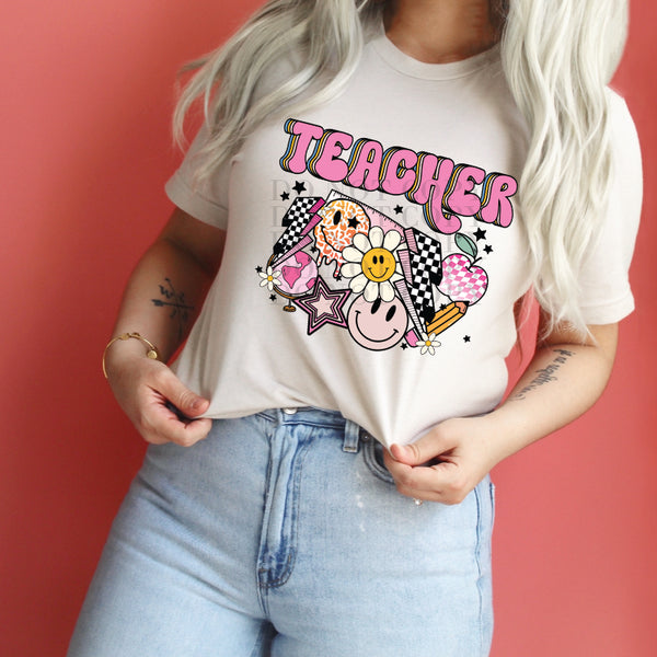 Groovy Pink Teacher T-Shirt