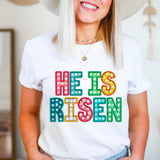 Faux Embroidery He is Risen T-Shirt