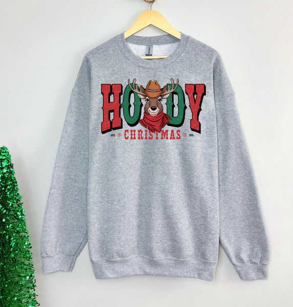 Howdy Christmas Reindeer T-Shirt and Sweatshirt