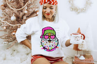 Faux Glitter Santa T-Shirt and Sweatshirt