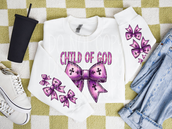 Child of God Purple Bow T-Shirt and Sweatshirt