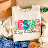 Faux Embroidery Jesus is the Way T-Shirt