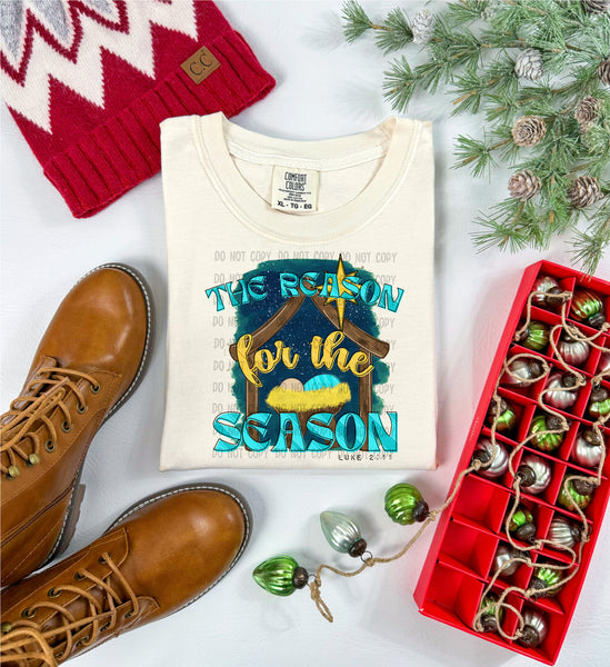 Jesus is the Reason for the Season (Teal) T-Shirt and Sweatshirt