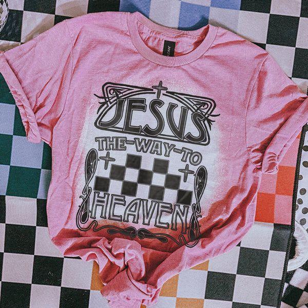 Jesus The Way Way to Heaven Short Sleeve T-Shirt (Black Design)