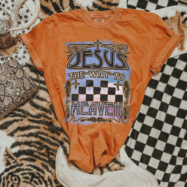 Jesus The Way Way to Heaven Short Sleeve T-Shirt (Full Color Design)