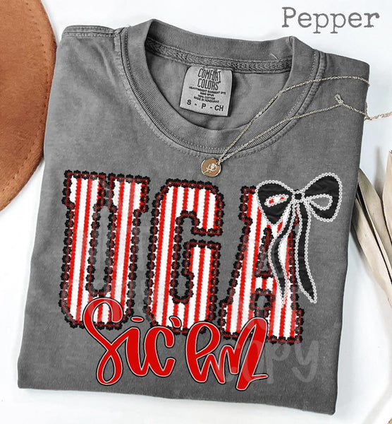 KIDS Lacey UGA With Bow T-Shirt and Sweatshirt