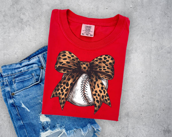 Leopard Baseball Bow T-Shirt