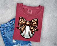 Leopard Bow Baseball T-Shirt