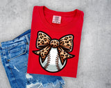 Leopard Bow Baseball T-Shirt