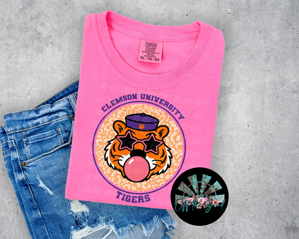 Bubble Gum Leopard Clemson PNG Digital Design (YOU GET 3 DESIGNS)