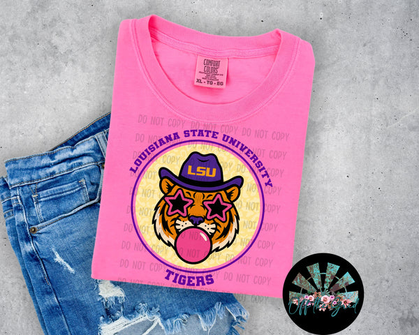 Bubble Gum Leopard LSU PNG Digital Design (YOU GET 2 DESIGNS)