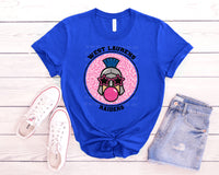 KIDS Bubble Gum Raiders Leopard Circle Black Letters Pink Circle T-Shirt